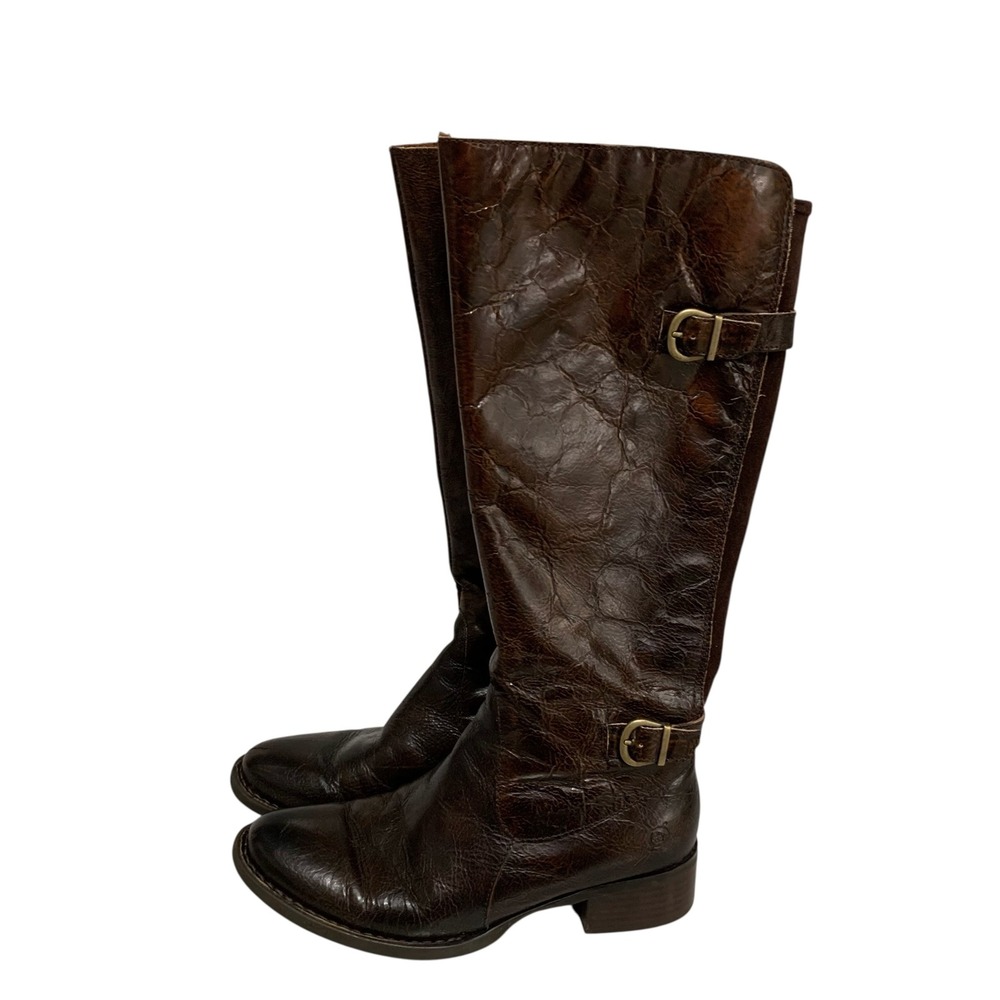 Born‎ Gibb Tall Riding Boots Brown Distressed Leather Womens 7.5 F56716 - Picture 2 of 11